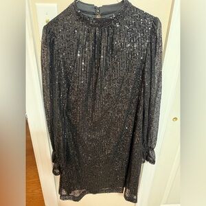 Julia Jordan Black Sequin Long Sleeve Dress